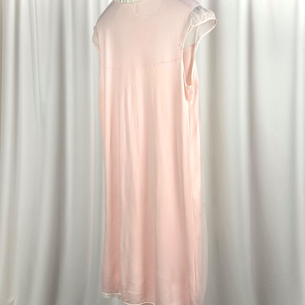 Vintage 60s Pink Sheer Nightgown | Belinda Lace Nylon Slip S/M - Picture 10 of 13